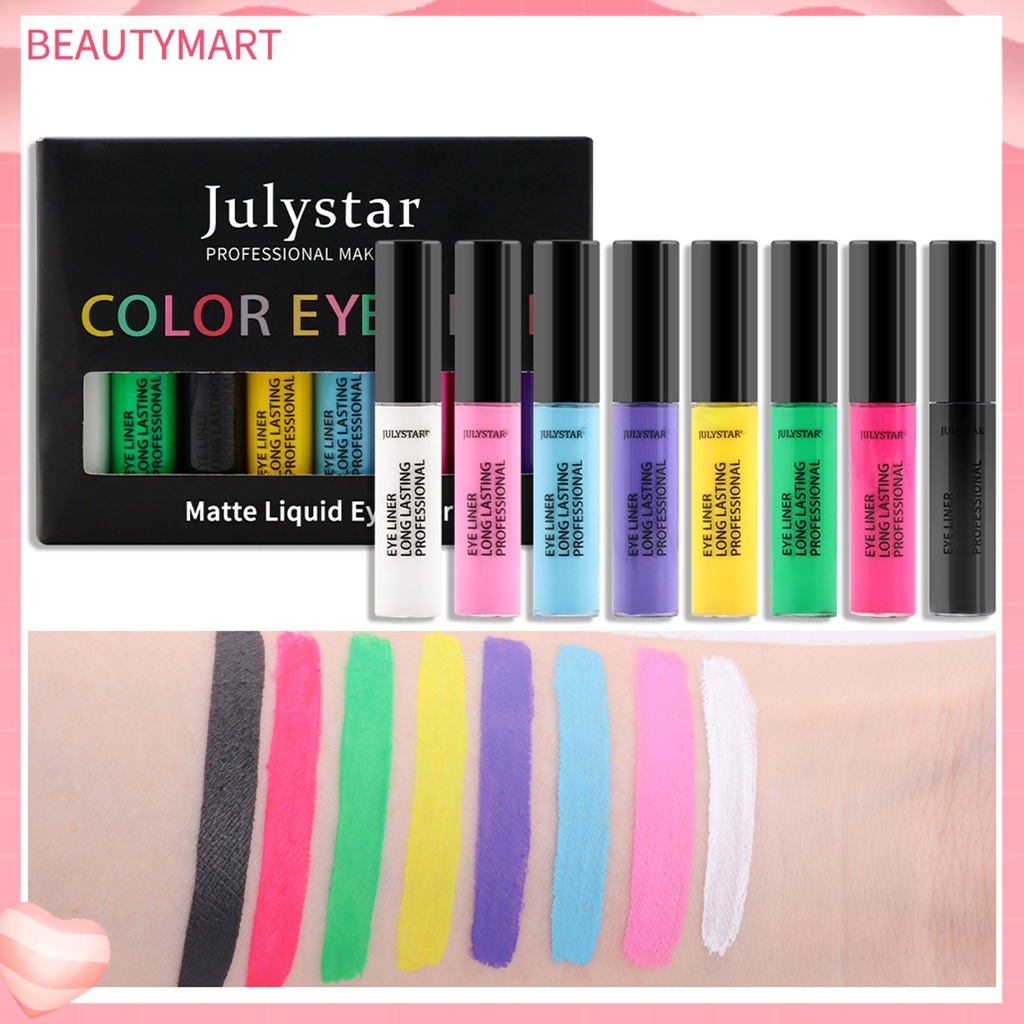 Set 8 Bút Kẻ Mắt Dạng Lỏng 2.5ml Màu Sắc Tự Nhiên Không Phai Màu