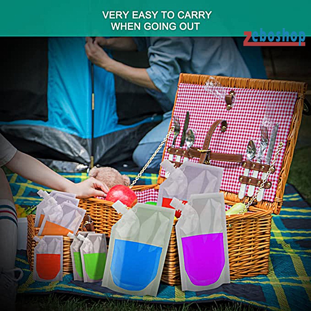 1 Bộ Túi Đựng Nước Uống 350ML / 500ML / 200ML / 100ML / 1000ML Trong Suốt Kèm Phễu Rót