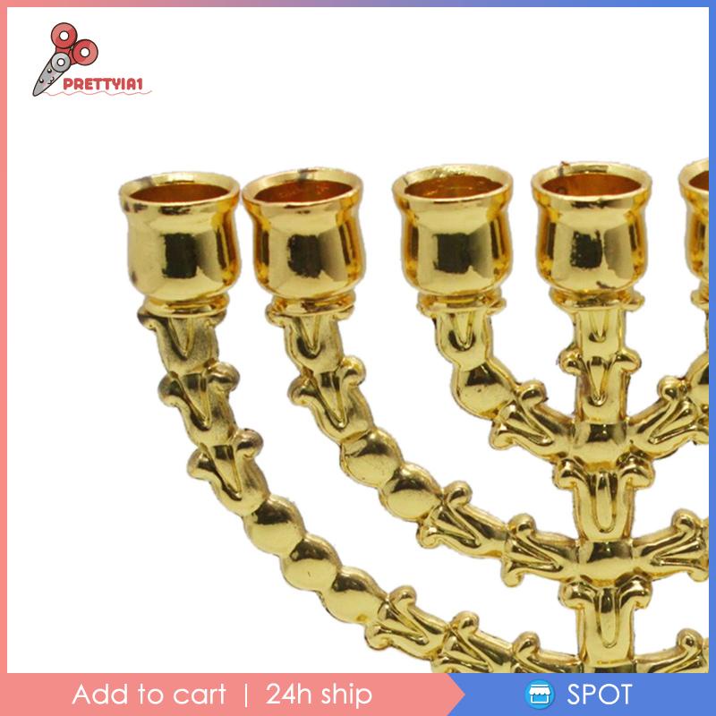[Prettyia1] Giá Đỡ Đèn Cầy 7 Nhánh Menorah Do Thái