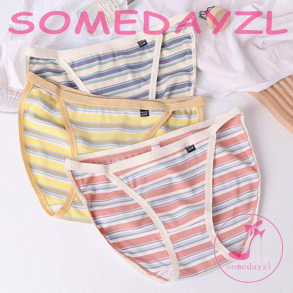 Quần Lót Lưng Thấp Thoáng Khí Họa Tiết Kẻ Sọc Dễ Thương Cho Nữ
