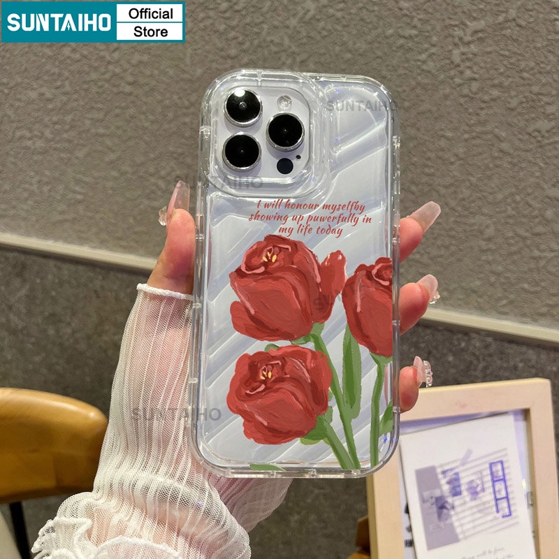 Suntaiho Ốp lưng ốp iphone Ốp Điện Thoại Mềm Trong Suốt Họa Tiết Hoa Hồng Lãng Mạn Cho ốp iphone 11 Pro Max 12 Pro 13 14 Pro Max 7 8 Plus 7 8 X XR Xs Max