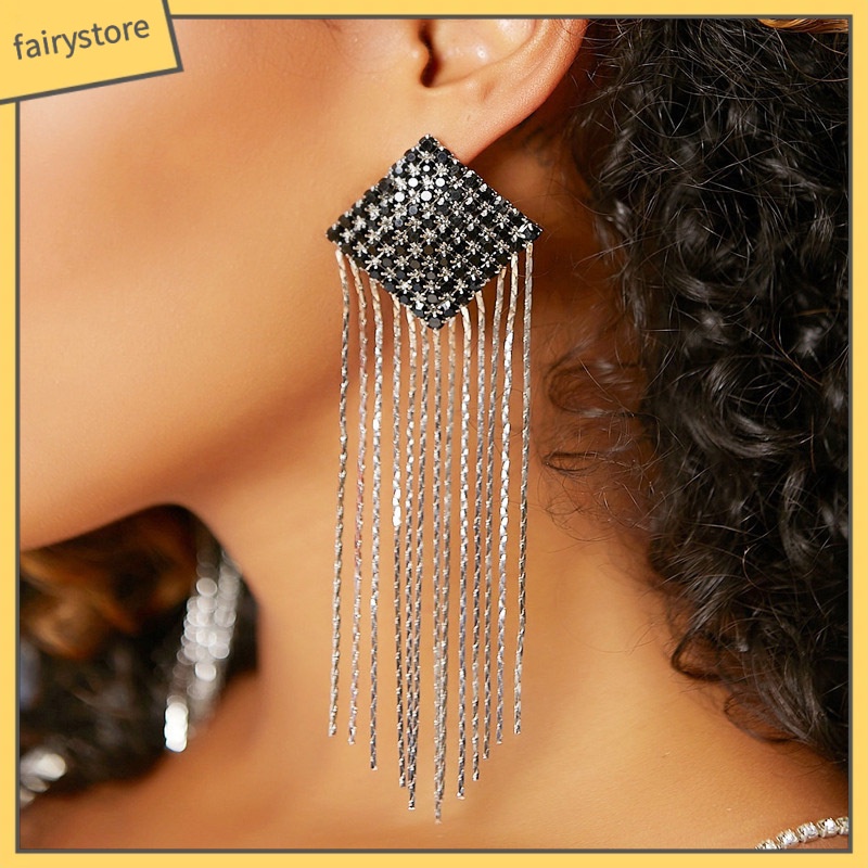 [FRO] Bông Tai Thả Dây Dài Bằng Hợp Kim Trang Sức Đơn Giản Thời Trang Cho Ngày