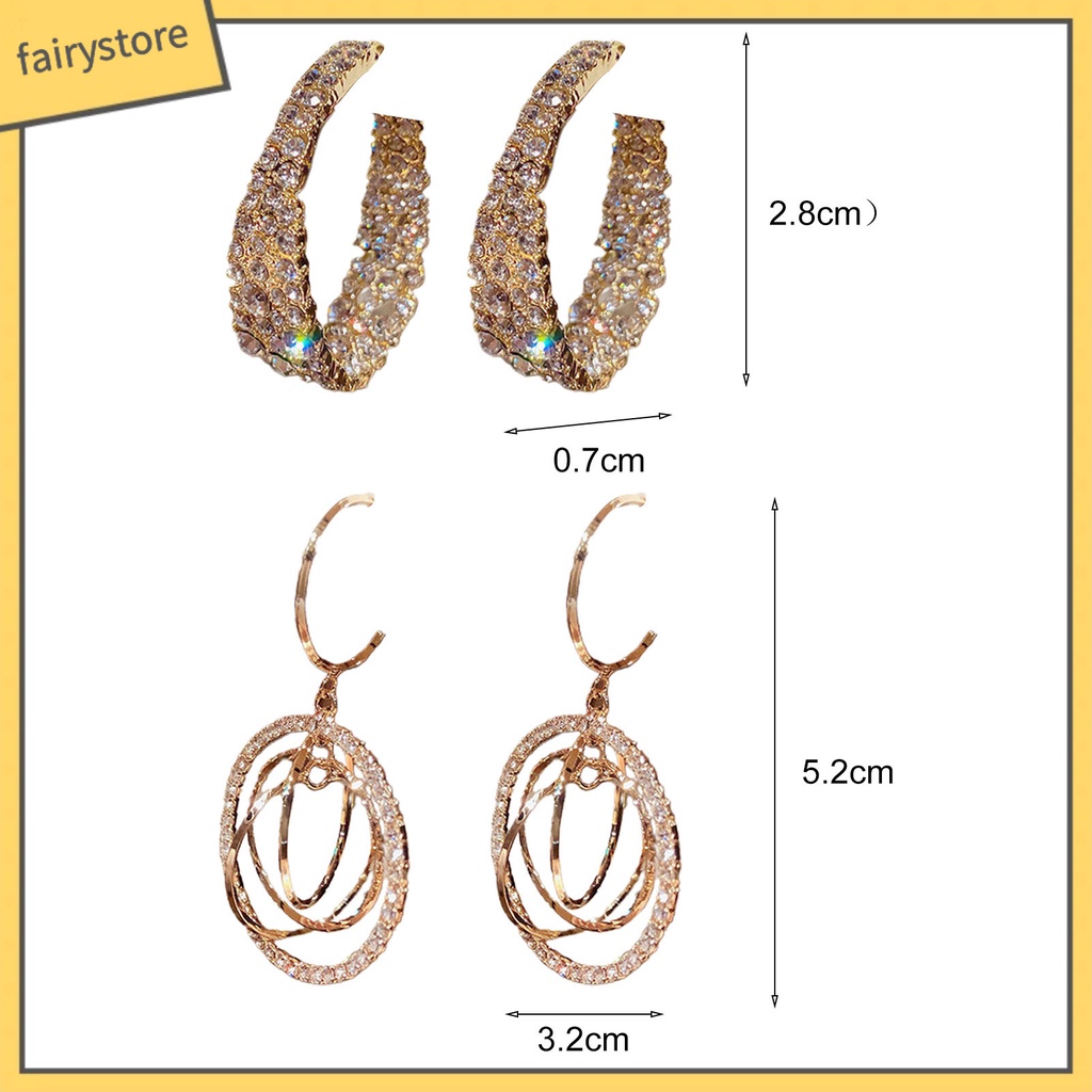 1 Đôi Bông Tai Tròn Đính Đá Lấp Lánh Trang Nhã