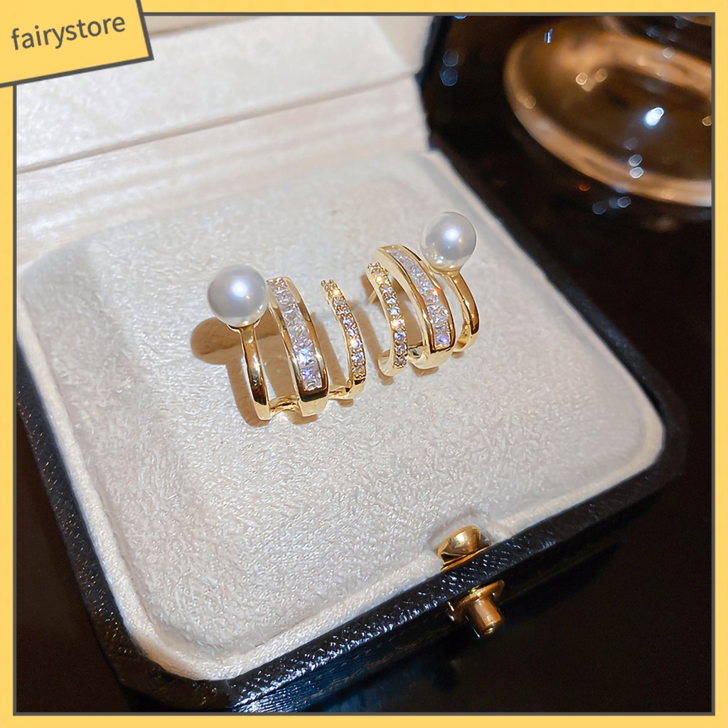 1 Đôi Bông Tai Đính Đá Ngọc Trai Giả Thời Trang Dành Cho Nữ