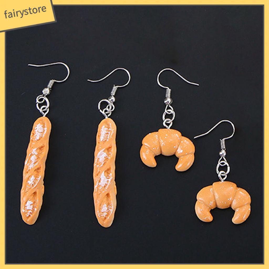 1 Đôi Bông Tai Hình Bánh Mì Dáng Dài Vui Nhộn