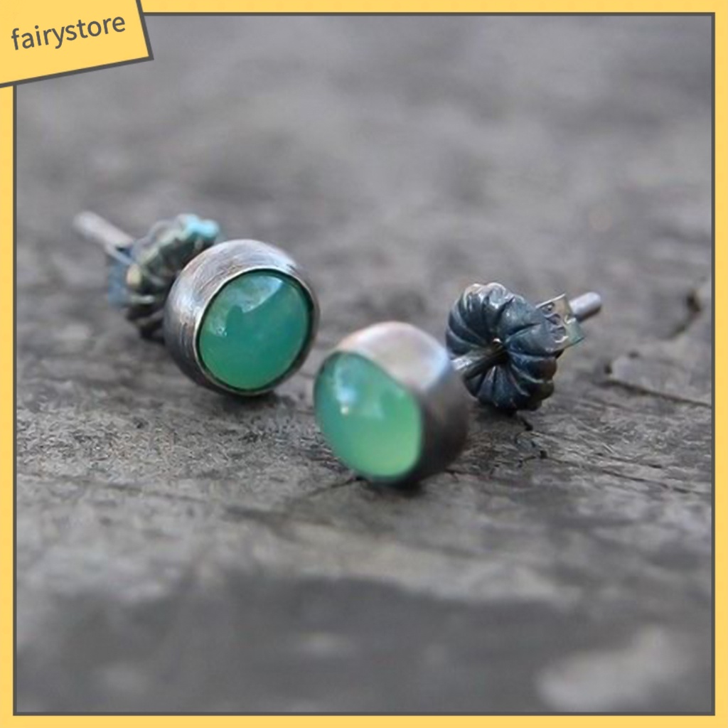 1 Đôi Bông Tai Hợp Kim Đính Ngọc Bích Giả Tinh Tế Cho Nữ