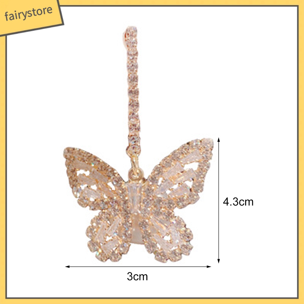 1 Đôi Bông Tai Hình Bướm Đính Đá Lấp Lánh Dành Cho Nữ