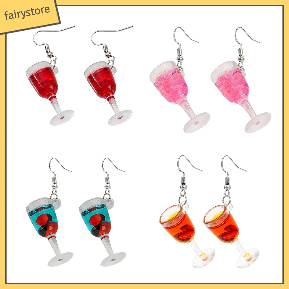 Bông Tai Dạng Móc Hình Ly Rượu Bằng Resin Thời Trang Cho Nữ