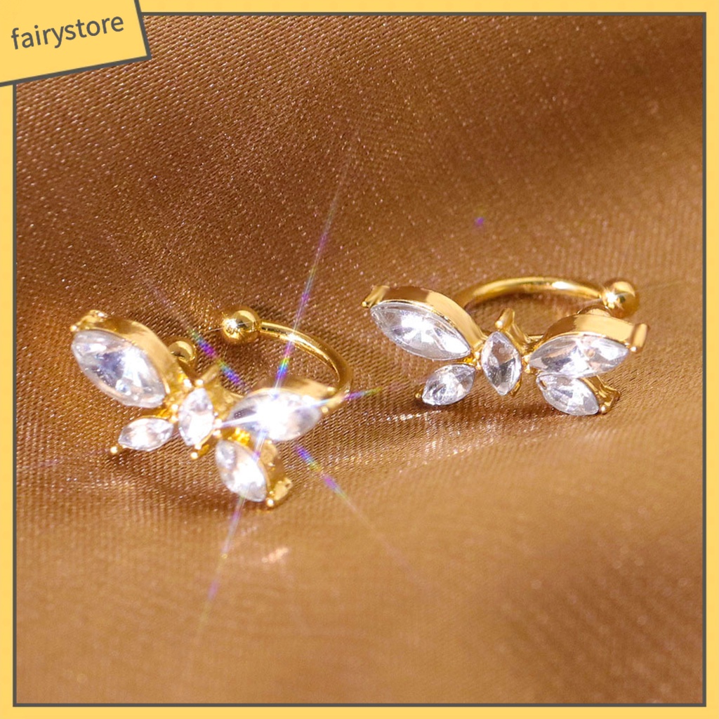 1 Đôi Bông Tai Kẹp Hình Bướm Đính Đá Zircon Phong Cách Nhật Bản Dành Cho Nữ