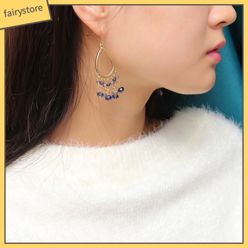 Bông Tai Hình Giọt Nước Đính Pha Lê Giả Thời Trang Dành Cho Nữ