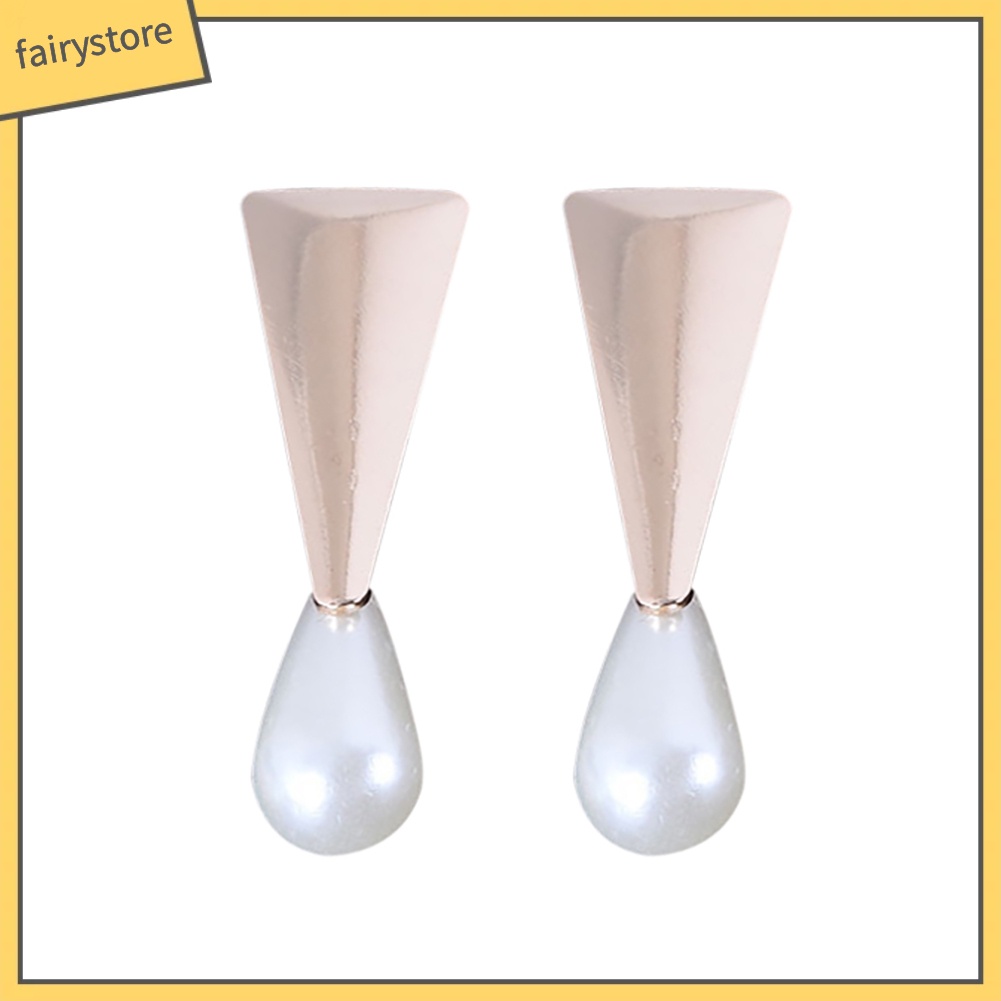 Set 2 Cặp Bông Tai Tam Giác Đính Ngọc Trai Giả Phong Cách Hàn Quốc