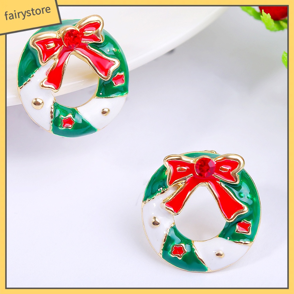 Bông Tai Hợp Kim Hình Cây Thông Đính Đá Thời Trang Giáng Sinh Cho Nữ