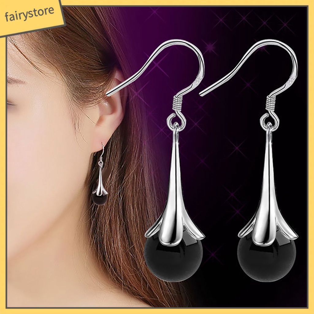 [FRO] Bông Tai Dạng Móc Hình Hoa Kèn Trumpet Dài Quyến Rũ Chống Rỉ Sét Cho Nữ Dự Tiệc