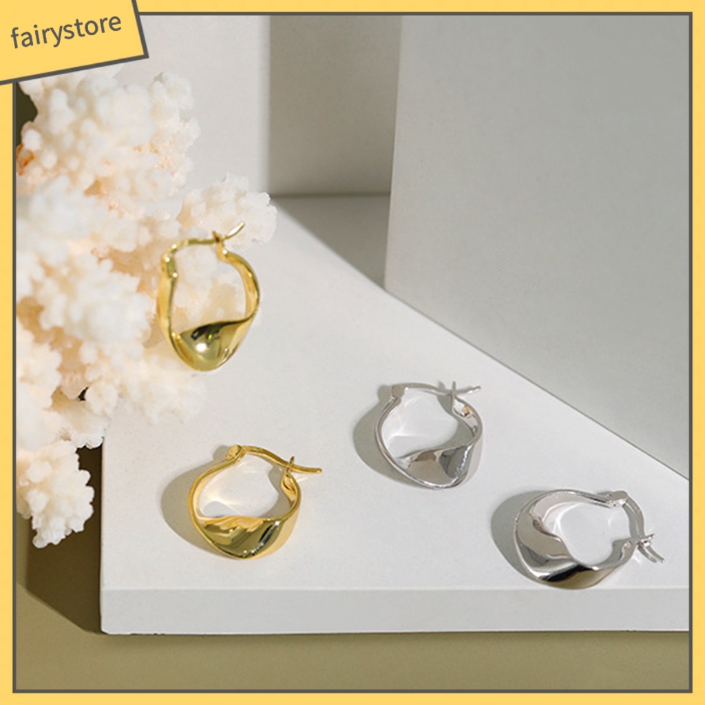 1 Đôi Bông Tai Hình Học Xoắn Ốc Bằng Đồng Lấp Lánh Chống Mài Mòn