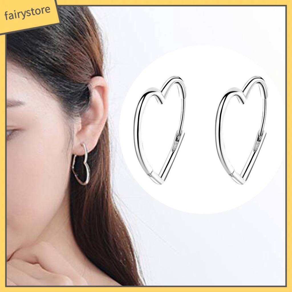 1 Đôi Bông Tai Hình Trái Tim Bằng Đồng Tinh Tế Dành Cho Thanh Thiếu Niên