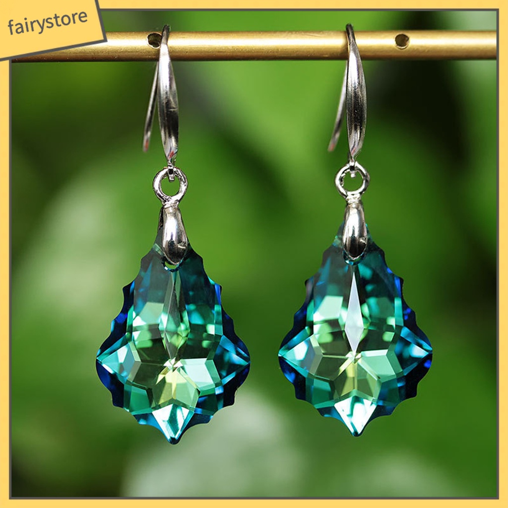 1 Đôi Bông Tai Móc Đính Pha Lê Giả Thoải Mái Chống Mòn Thời Trang Dự Tiệc Cho Nữ