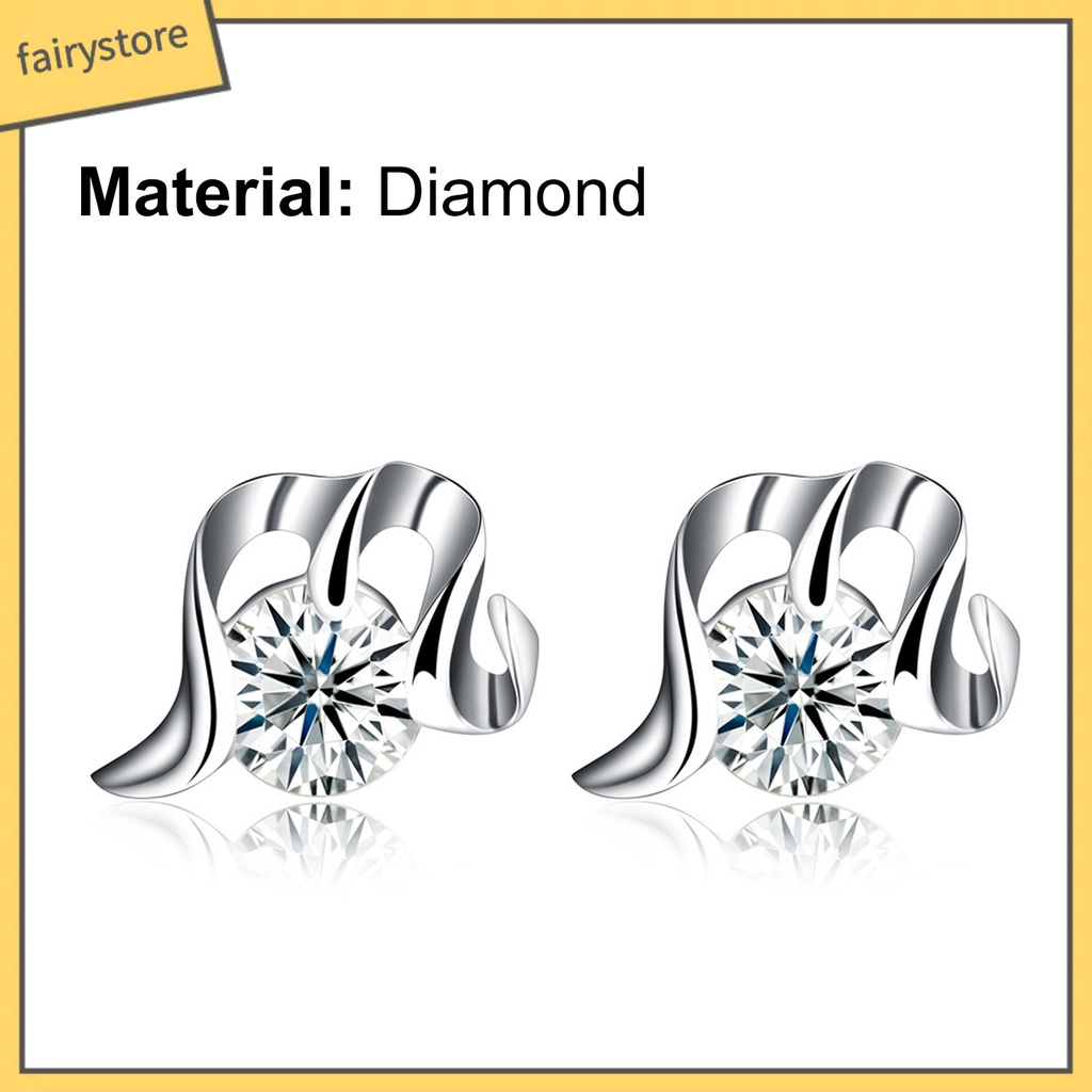 1 Đôi Bông Tai Mạ Bạc 925 Hình Chữ M Đính Đá Zircon Đơn Giản