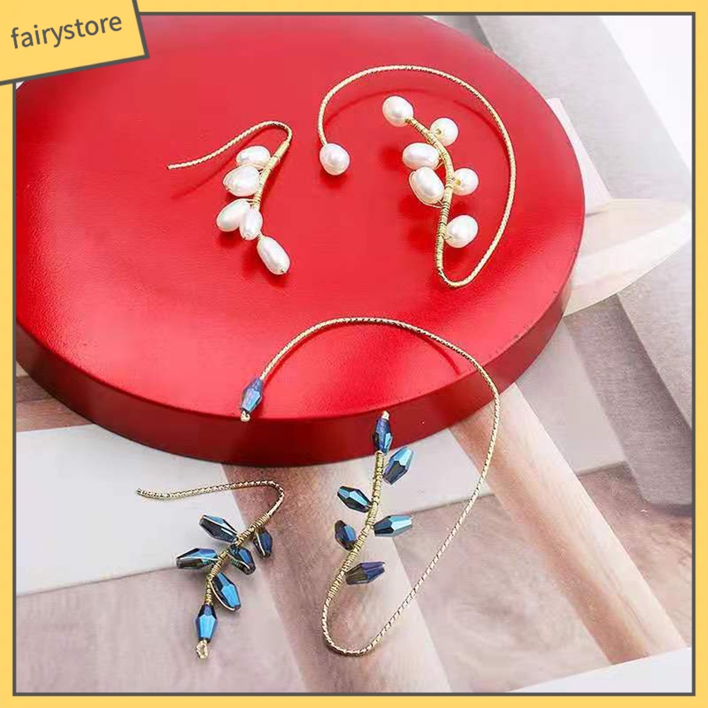 1 Khuyên Kẹp Vành Tai Đính Đá / Ngọc Trai Nhân Tạo Hình Bông Hoa Thời Trang