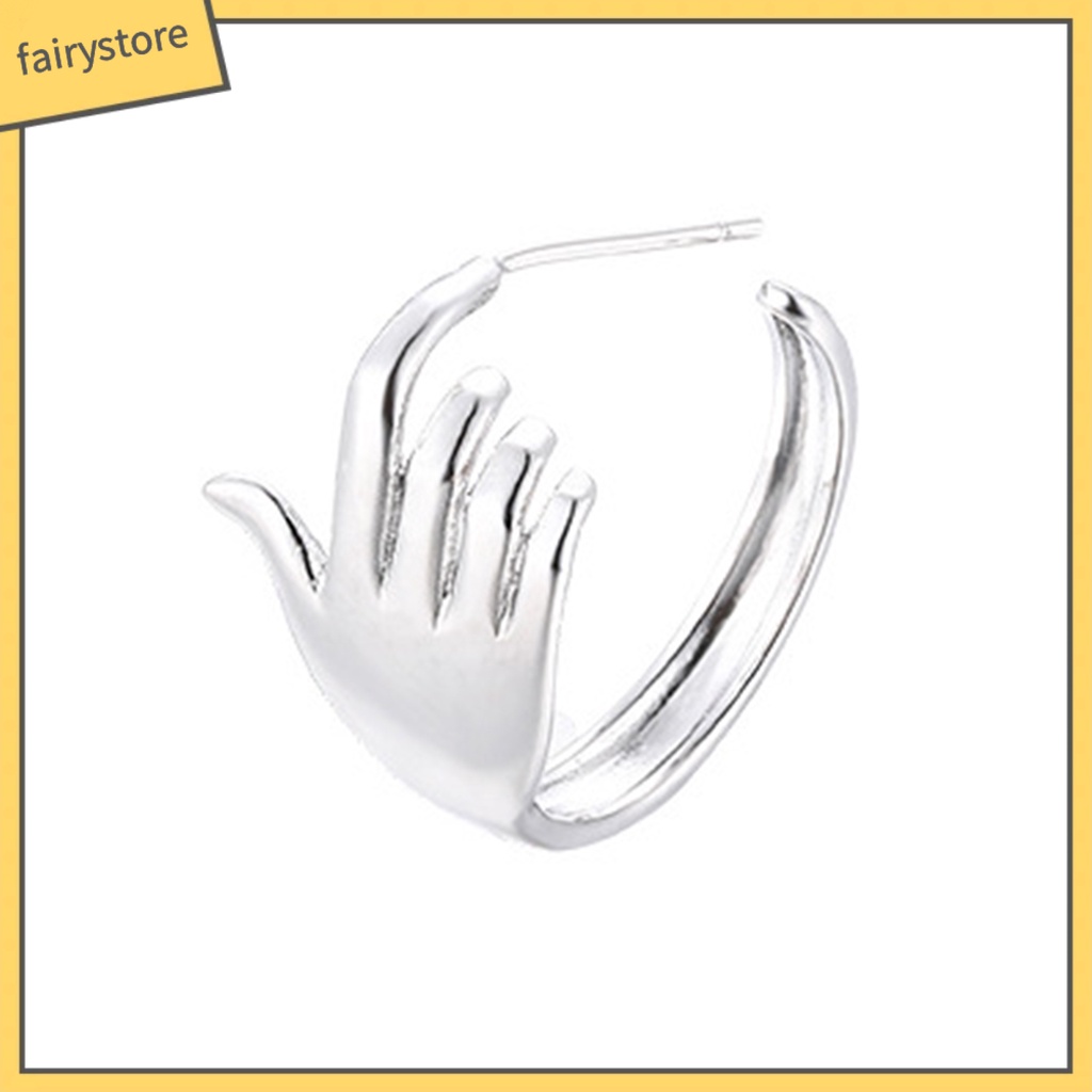 1 Bông Tai Hình Bàn Tay Mạ Điện Phong Cách Hip Hop Thời Trang Tiệc Cưới