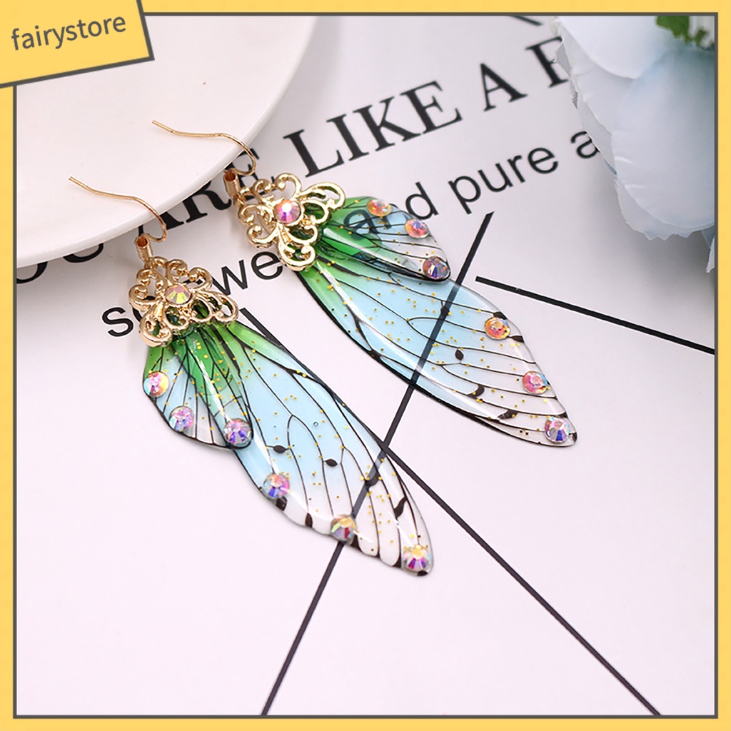 Bông Tai Hình Cánh Bướm Đính Đá Nhiều Màu Sắc Dành Cho Nữ