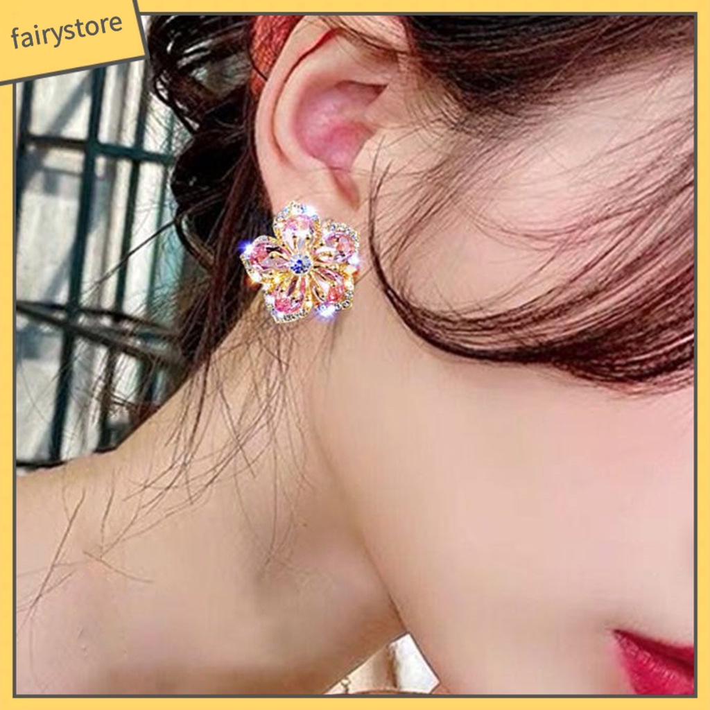 1 Đôi Bông Tai Hình Hoa Bằng Hợp Kim Lâu Trôi Quyến Rũ Dành Cho Nữ