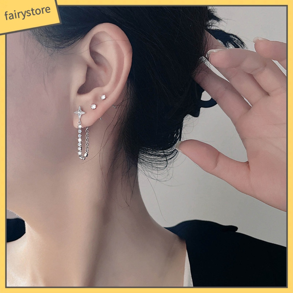 1 Đôi Bông Tai Hình Ngôi Sao Đính Đá Lấp Lánh Thời Trang Dành Cho Nữ