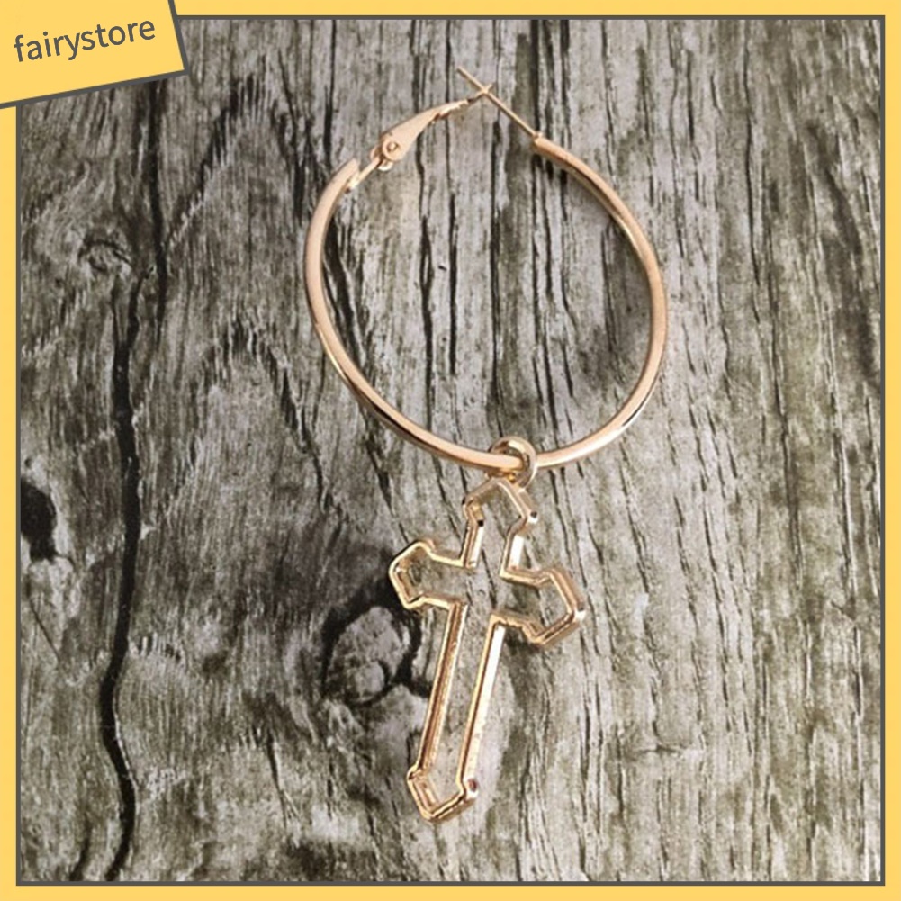 Bông Tai Hình Tròn / Chữ Thập Phong Cách Punk Cá Tính Cho Nữ