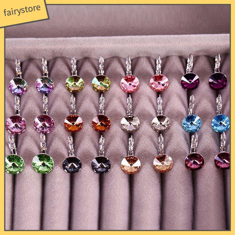 Đôi Bông Tai Hình Tròn Đính Đá Thời Trang Cho Nữ