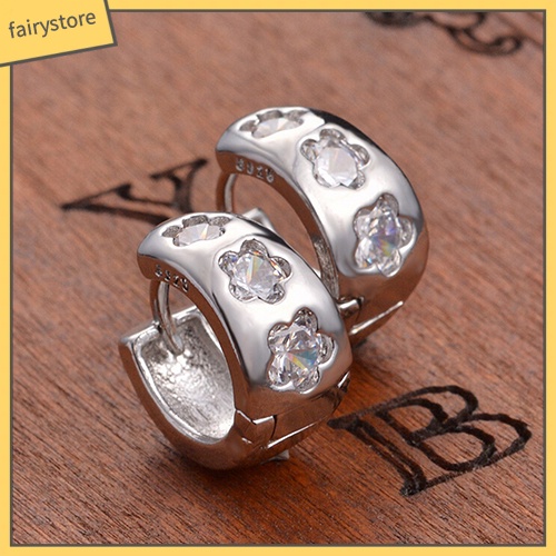 Bông Tai Mạ Bạc Hình Hoa Đính Đá Thời Trang Cho Nam Nữ