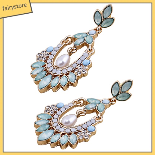 Bông Tai Đinh Tán Hình Hoa Bằng Acrylic Đính Kim Cương Giả &amp; Ngọc Trai Cho Nữ