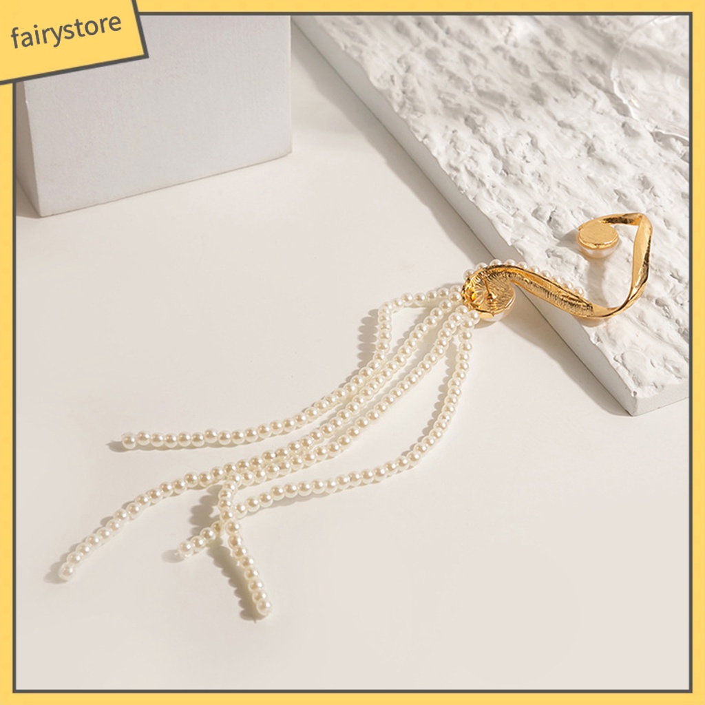 1 Khuyên Tai Dạng Kẹp Không Cân Xứng Đính Ngọc Trai Nhân Tạo Thời Trang