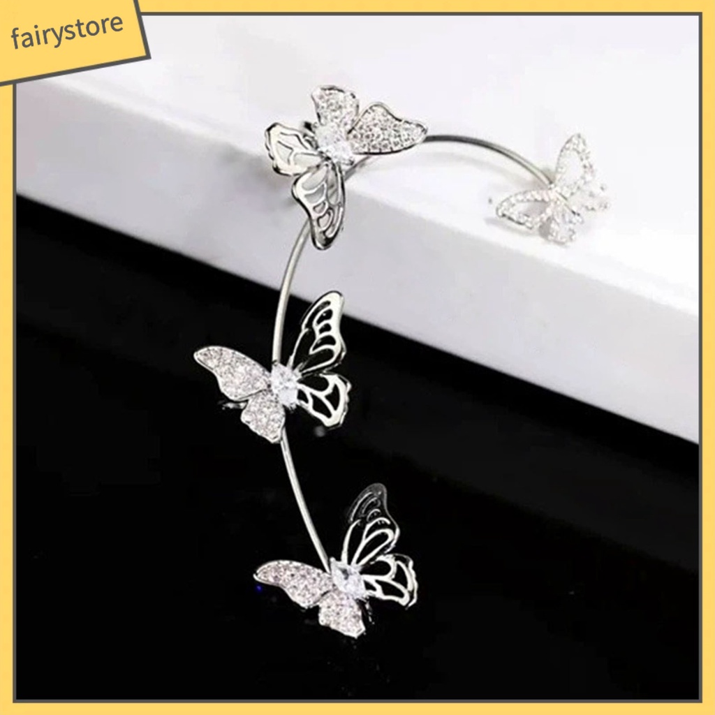 1 Khuyên Kẹp Vành Tai Hình Bướm Rỗng Không Cần Xỏ Lỗ Phong Cách Hàn Quốc Tinh Tế Dành Cho Tiệc Cưới