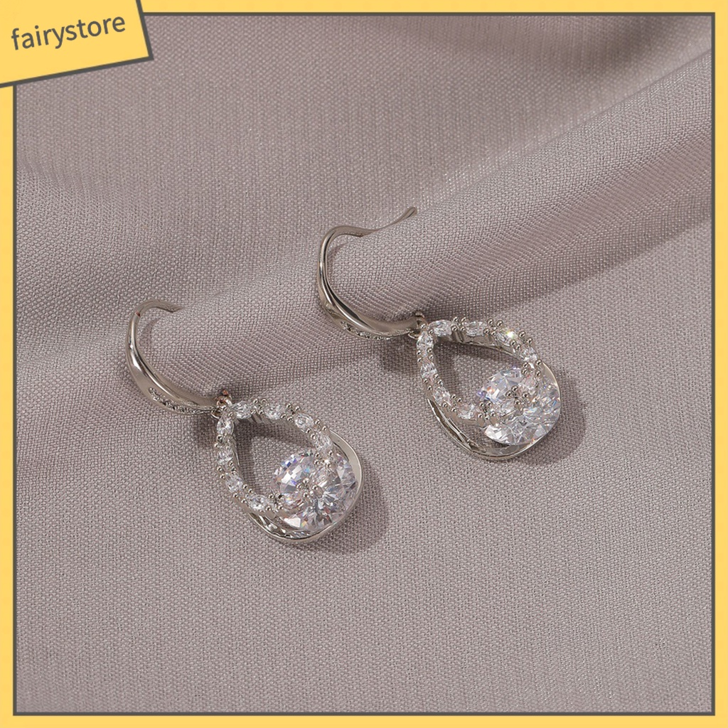 1 Đôi Bông Tai Hình Giọt Nước Đính Đá Lấp Lánh Dành Cho Nữ