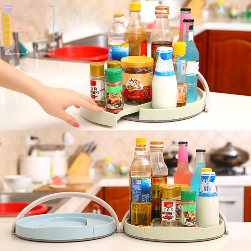 Giá Đựng Đồ Uống Hai Tầng Đa Chức Năng Có Thể Xoay Được Cho Nhà Bếp