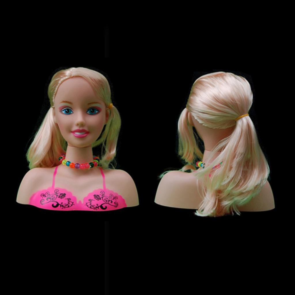 (runbu) Bộ Trang Điểm Búp Bê Với Đầu Tạo Kiểu Tóc Và Phụ Kiện Tóc Vàng