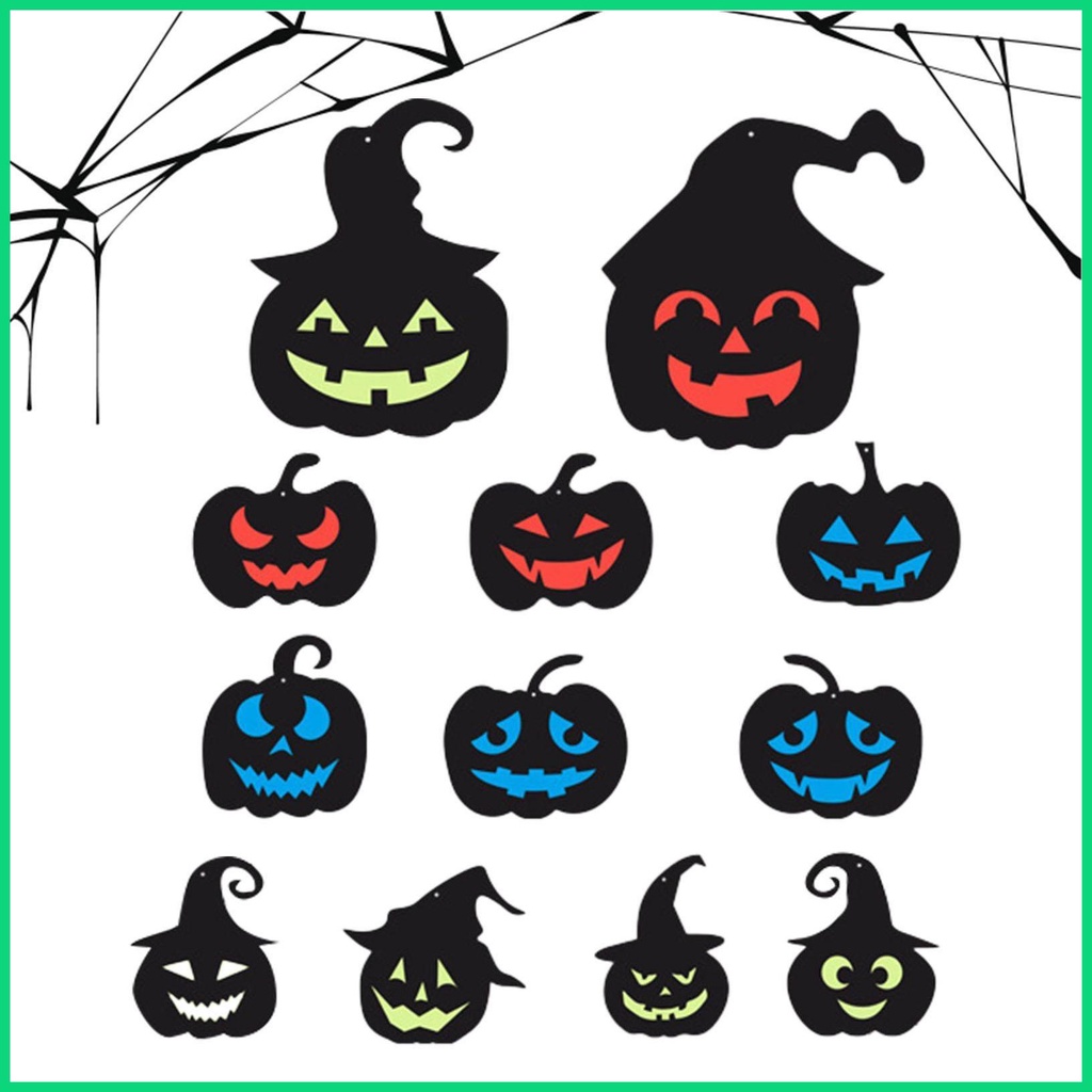 Bộ Sticker Dán Trang Trí Halloween Hình Bí Ngô Phát Sáng Chống Nước Dành Cho Trẻ Em