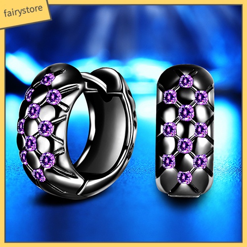 Đôi Khuyên Tai Tròn Đính Đá Tím Thanh Lịch Cho Nữ