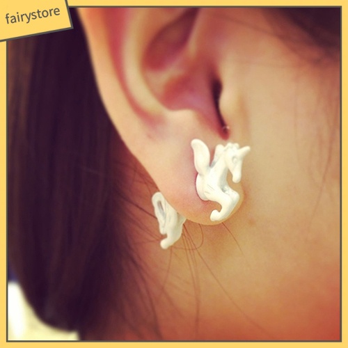 [FRO] 1 Khuyên Tai Đinh Tán Hình Ngựa Một Sừng Cá Tính Phong Cách Punk