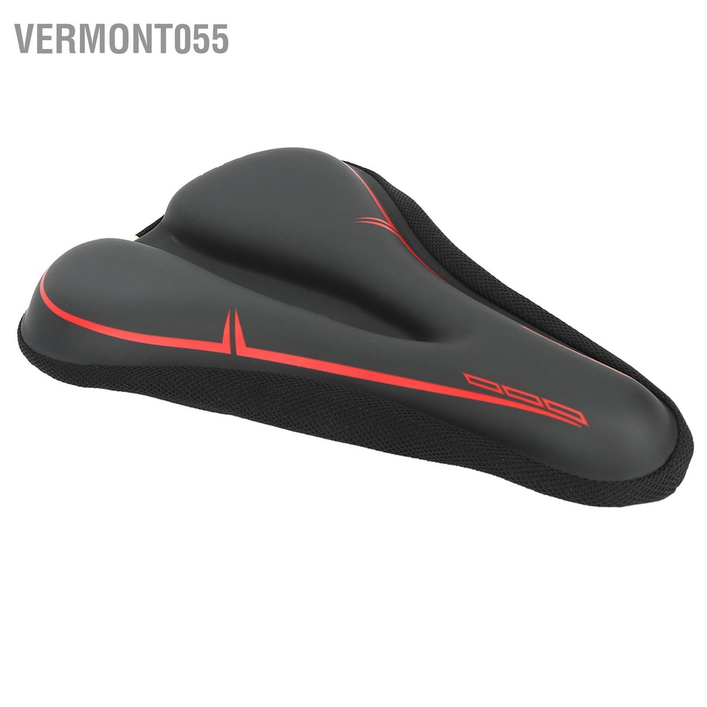 Vermont055 Hẹp Xe Đạp Miếng Làm Dày Silicone Mềm Thoáng Khí Ghế Có Phản Quang Cảnh Báo Tập Thể Dục Đen Đỏ