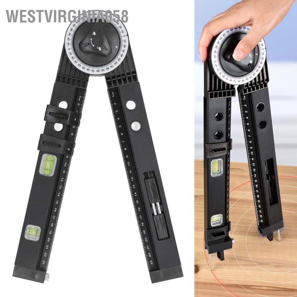 Westvirginia058 Dụng cụ đo góc chế biến gỗ với thước mức độ tinh thần Thước cho thợ mộc DIY dụng