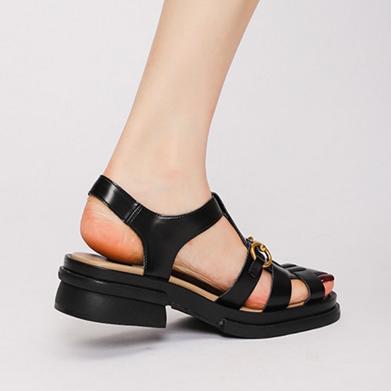 MUCHAO Dép Sandal Đế Bằng Dày Dặn Thắt Nơ Xinh Xắn Thời Trang Cho Nữ