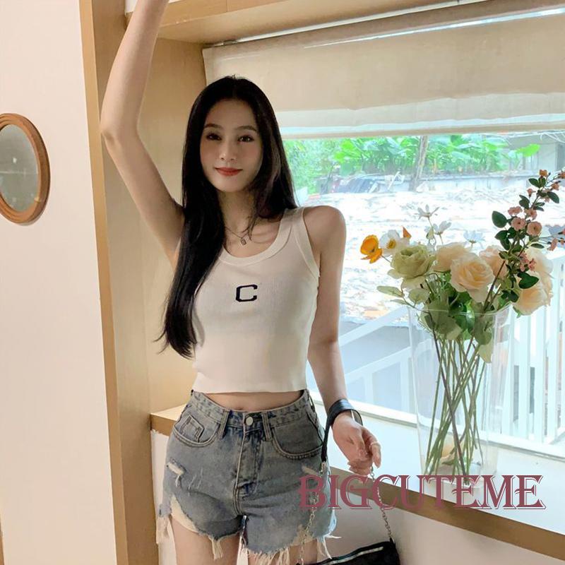 Áo Croptop Không Tay In Chữ Thời Trang Mùa Hè Dành Cho Nữ