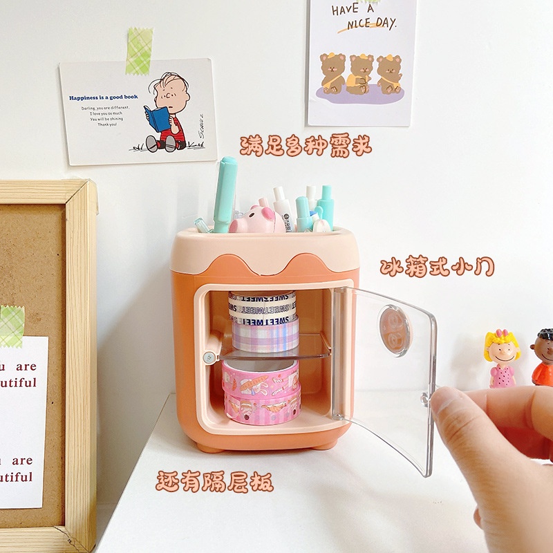 Hộp Đựng Bút Để Bàn Logo Heo Hoạt Hình Dễ Thương