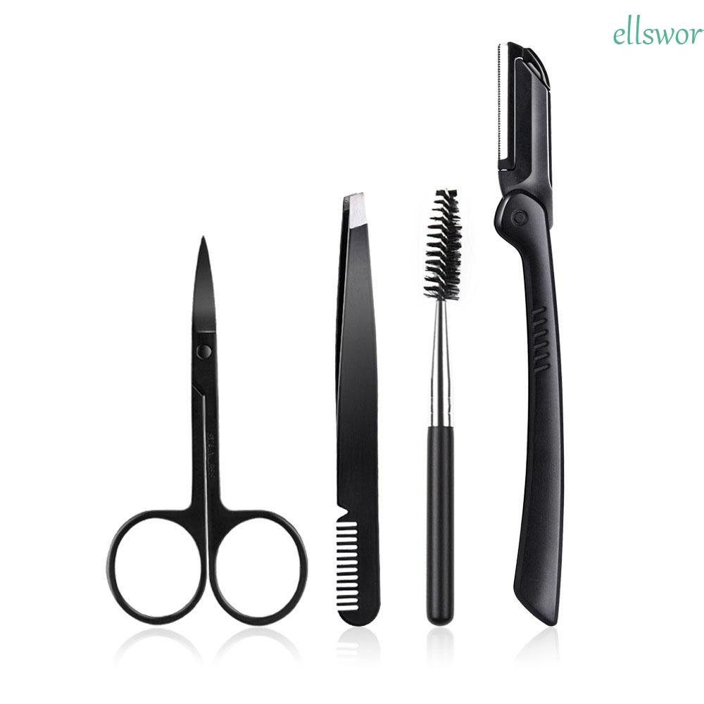 Bộ 4 Dụng Cụ Kéo Cắt Tỉa Lông Mày Kèm Lược Chải Tiện Dụng
