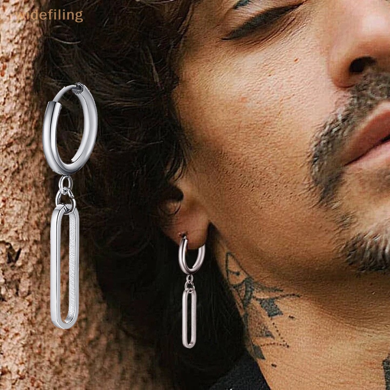 1 Đôi Bông Tai Hình Lưỡi Dao Cạo Rỗng Bằng Thép Không Gỉ Phong Cách Punk Hip Hop Thời Trang Cho Nam Và Nữ