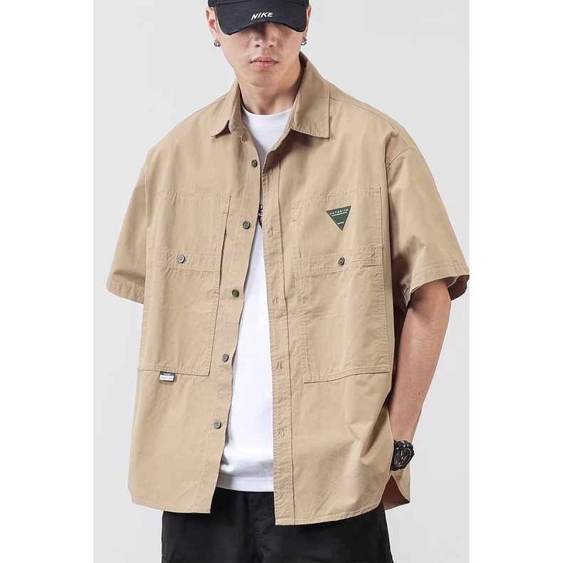 Áo Sơ Mi Cotton Tay Lửng Dáng Rộng Thời Trang Mùa Hè Nhật Bản Dành Cho Nam