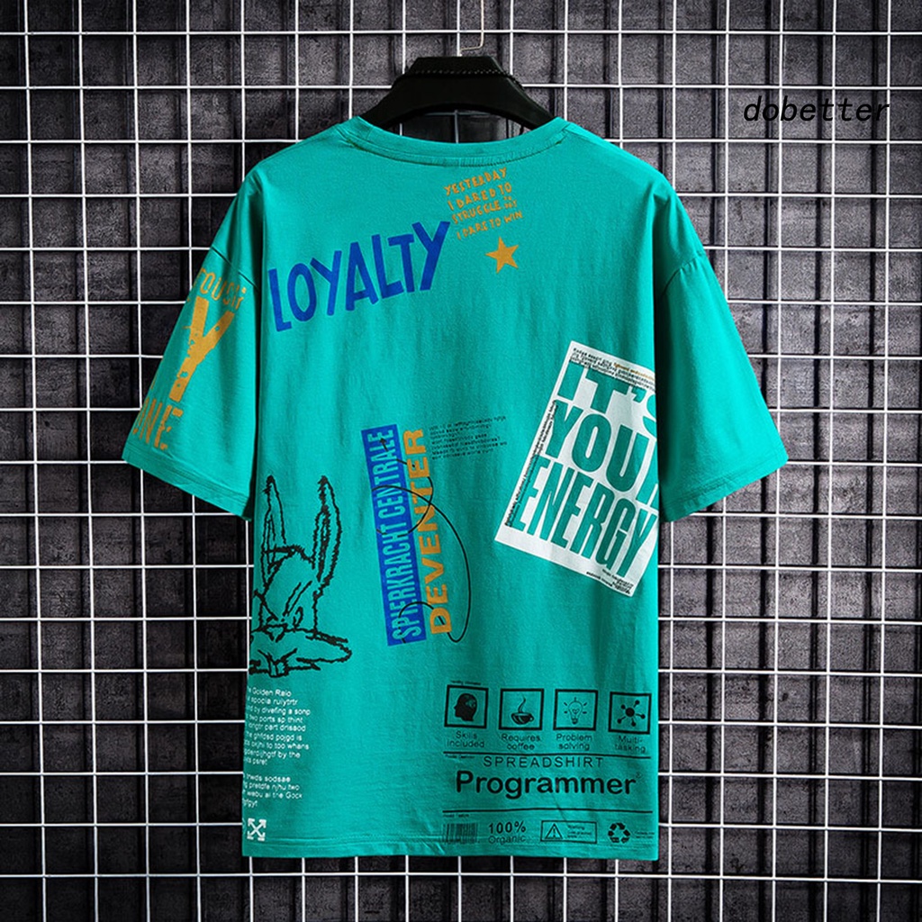 Áo Thun Tay Ngắn Cổ Tròn Thoáng Khí In Chữ Phong Cách Hip Hop Thời Trang Mùa Hè Cho Nam