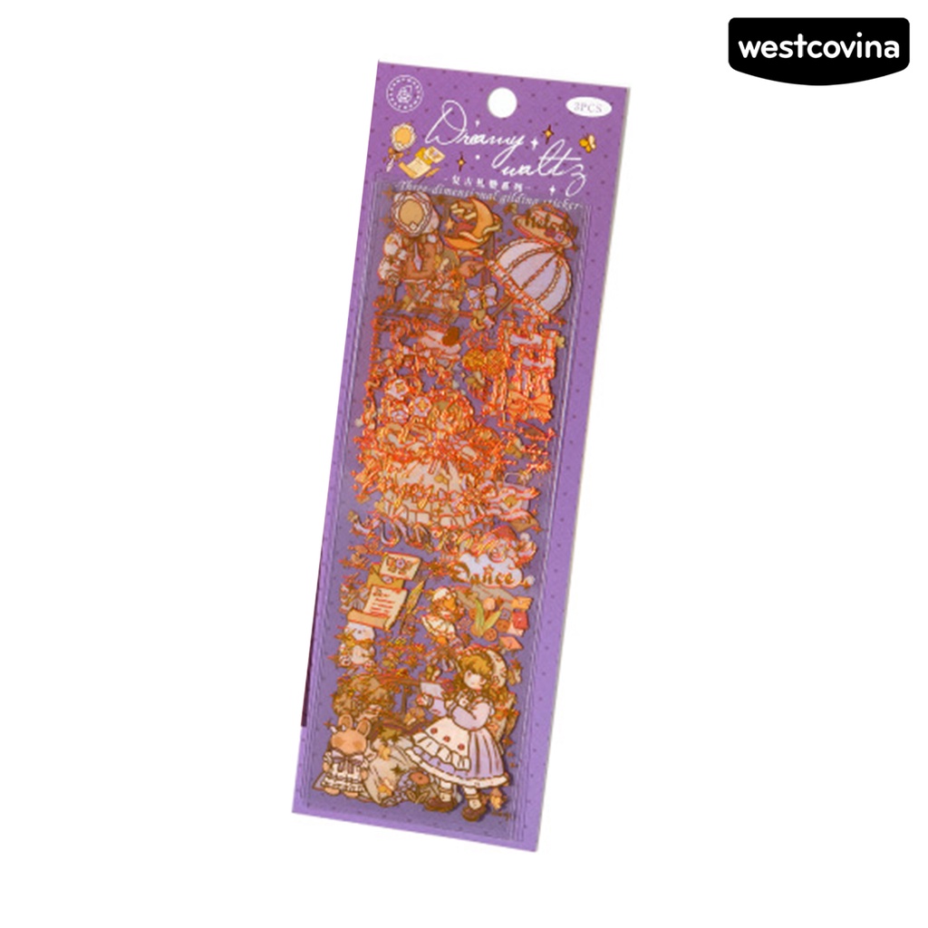 [WSTN]✎Bộ 3 Tấm Hình Dán 3D Phong Cách Vintage Trang Trí Sổ Tay