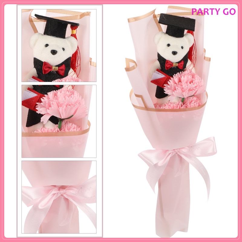 Bó Hoa Hồng Nhân Tạo Trang Trí Tiệc Cưới Gấu Nhồi Bông Nhỏ Nhắn Dễ Thương Dùng Trang Trí Tiệc Tốt Nghiệp