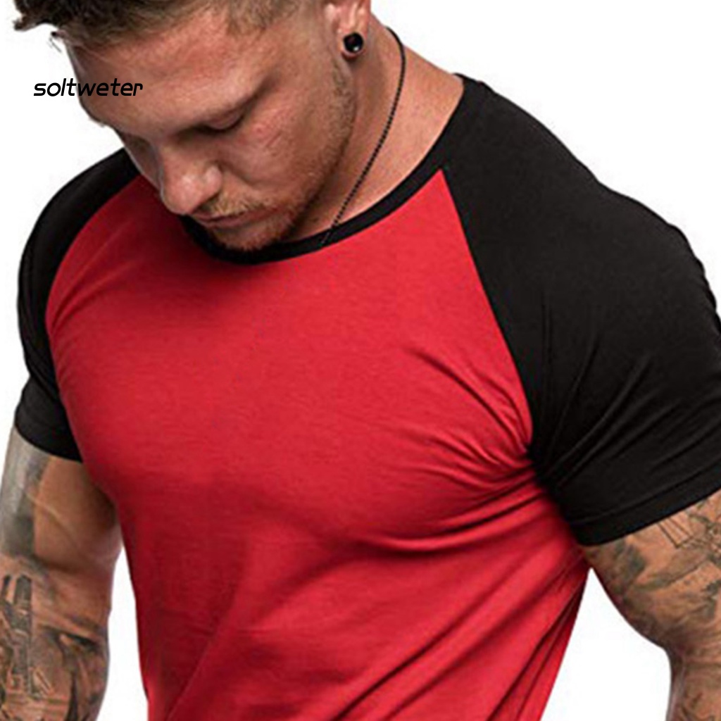 Áo Thun Thể Thao Cổ Tròn Màu Sắc Tương Phản Thời Trang Mùa Hè Cho Nam Giới